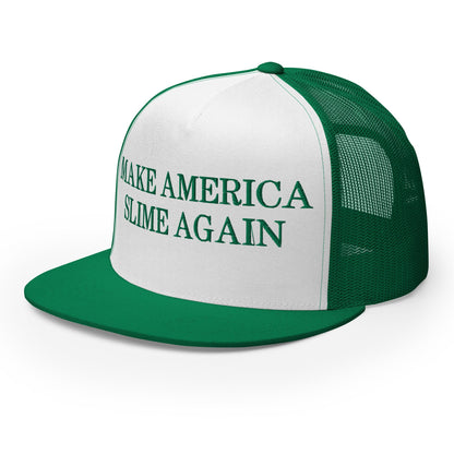 Make America Slime Again Flat Bill Trucker Hat Kelly White Kelly