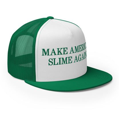 Make America Slime Again Flat Bill Trucker Hat Kelly White Kelly