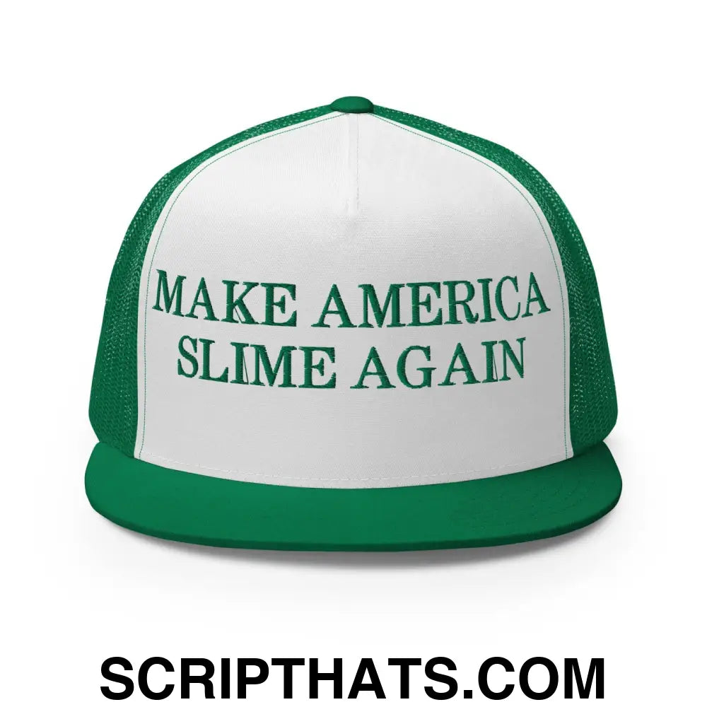 Make America Slime Again Flat Bill Trucker Hat Kelly White Kelly