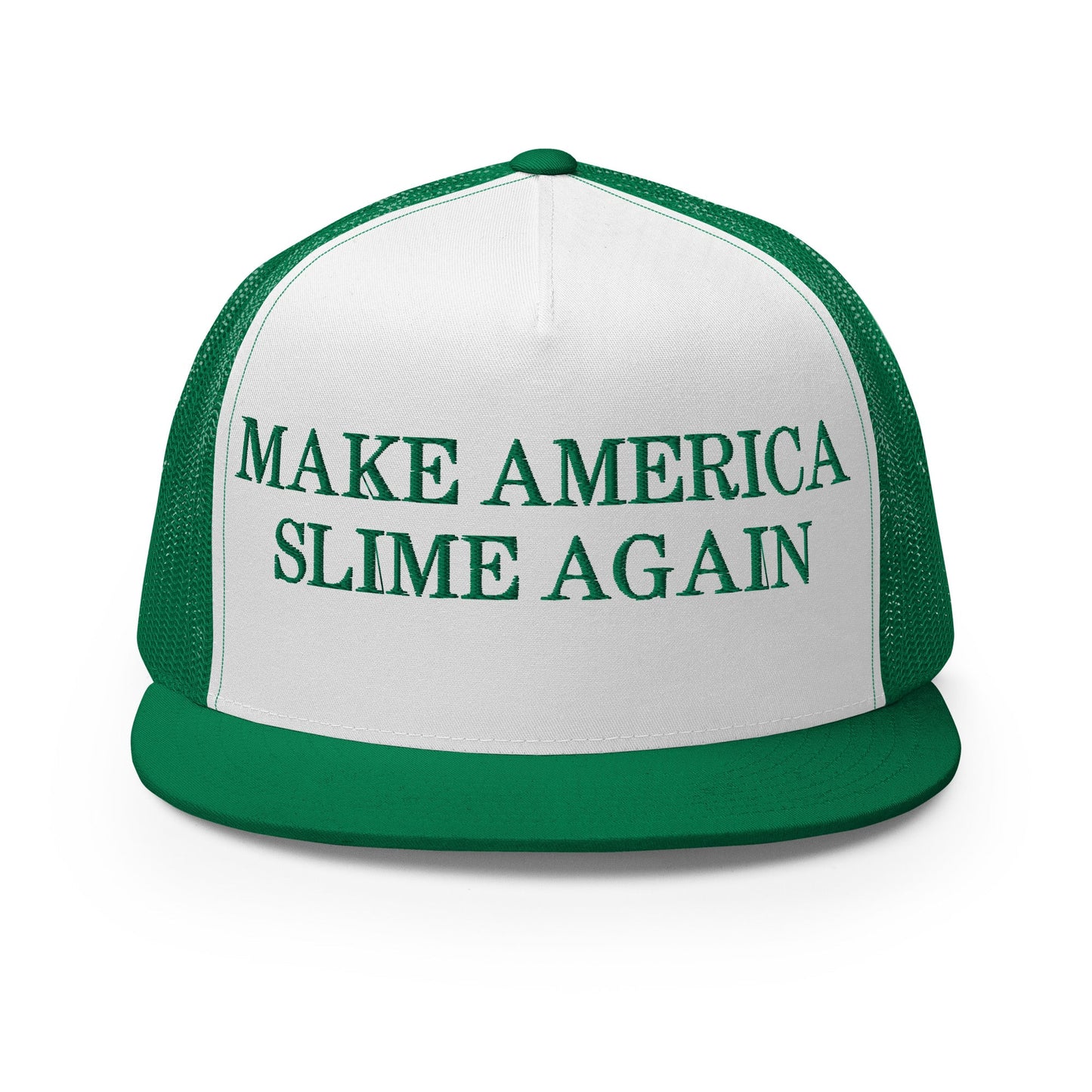 Make America Slime Again Flat Bill Trucker Hat Kelly White Kelly