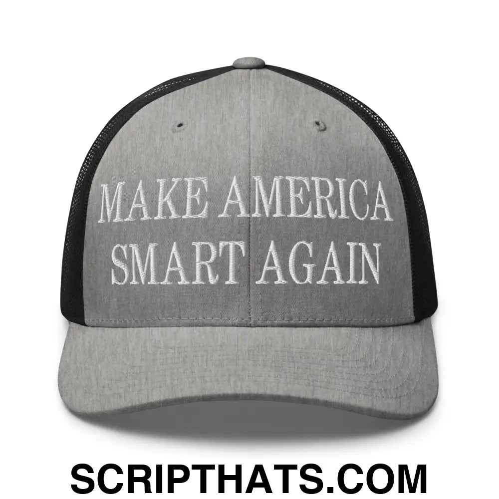 Make America Smart Again Embroidered Mesh Trucker Hat Heather Black