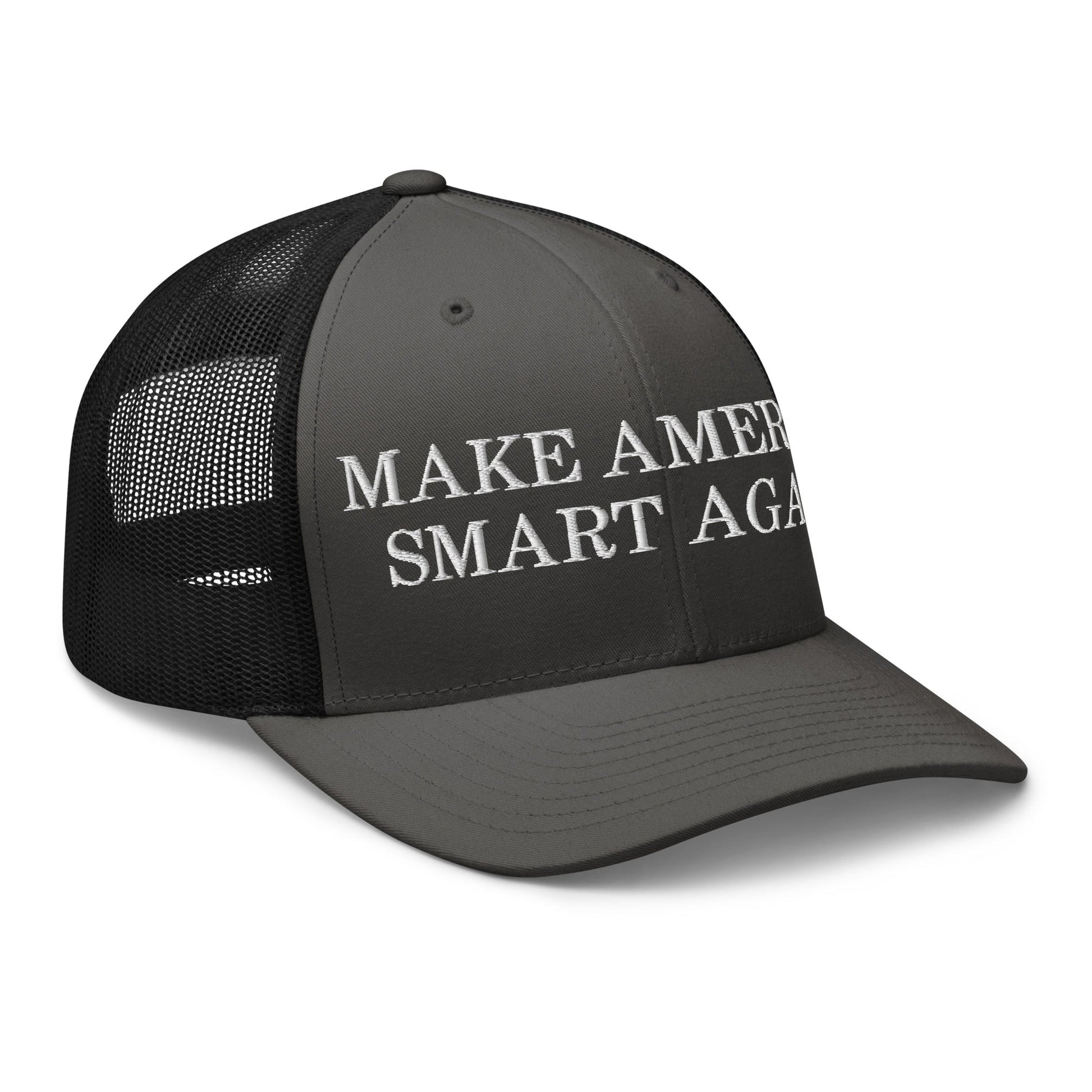 Make America Smart Again Retro Trucker Hat Charcoal Black