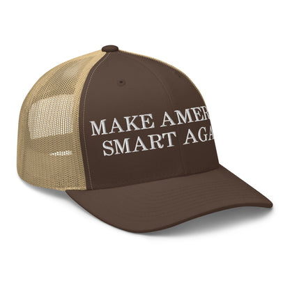 Make America Smart Again Retro Trucker Hat Brown Khaki