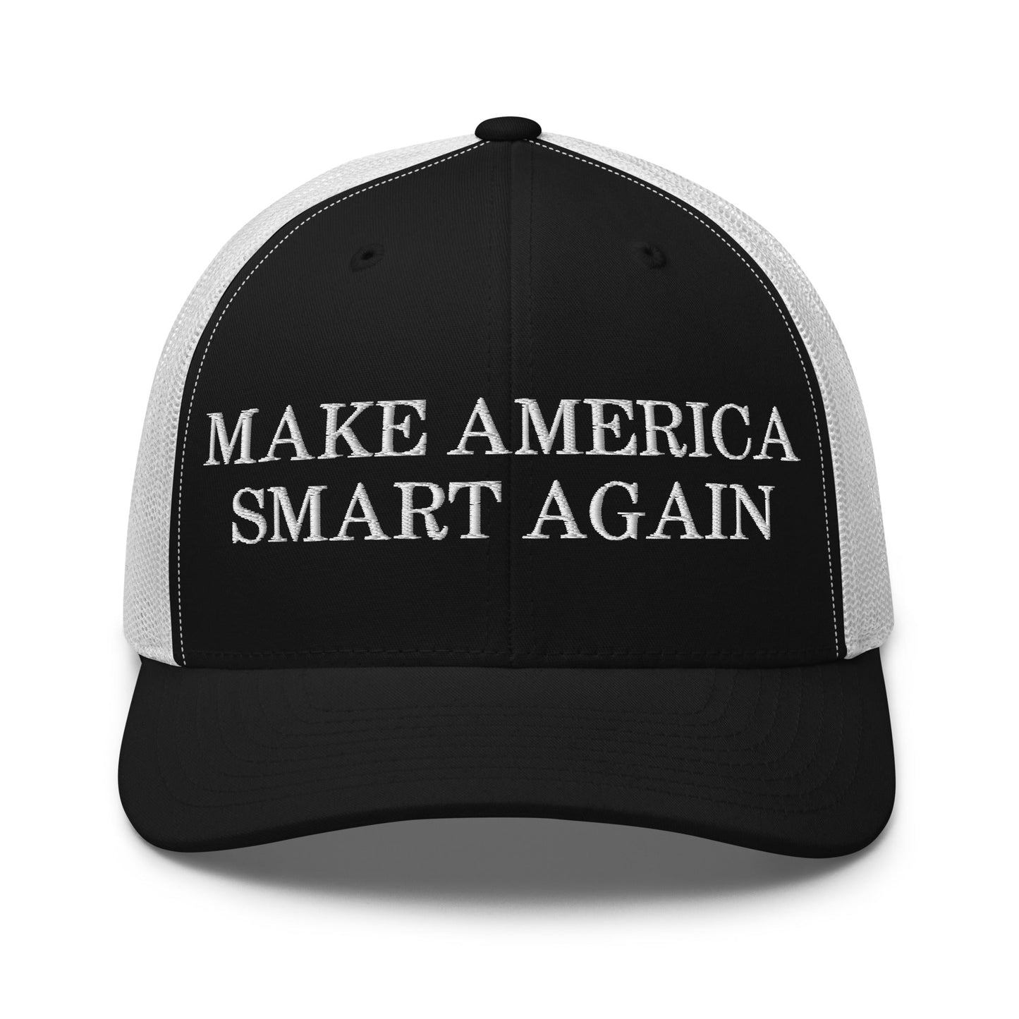 Make America Smart Again Retro Trucker Hat Black White