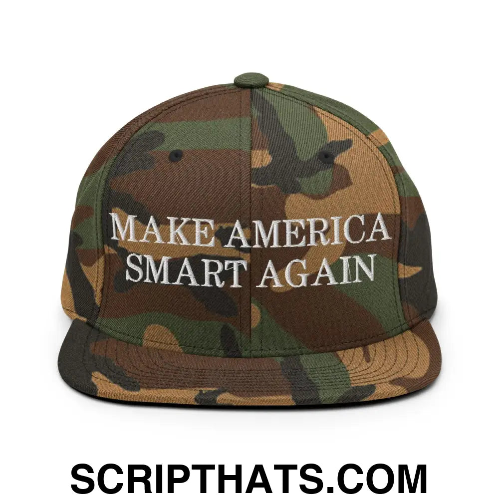 Make America Smart Again Snapback Hat Green Camo