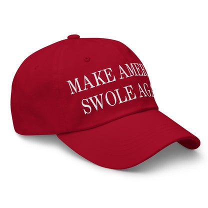 Make America Swole Again Embroidered Dad Hat Cranberry