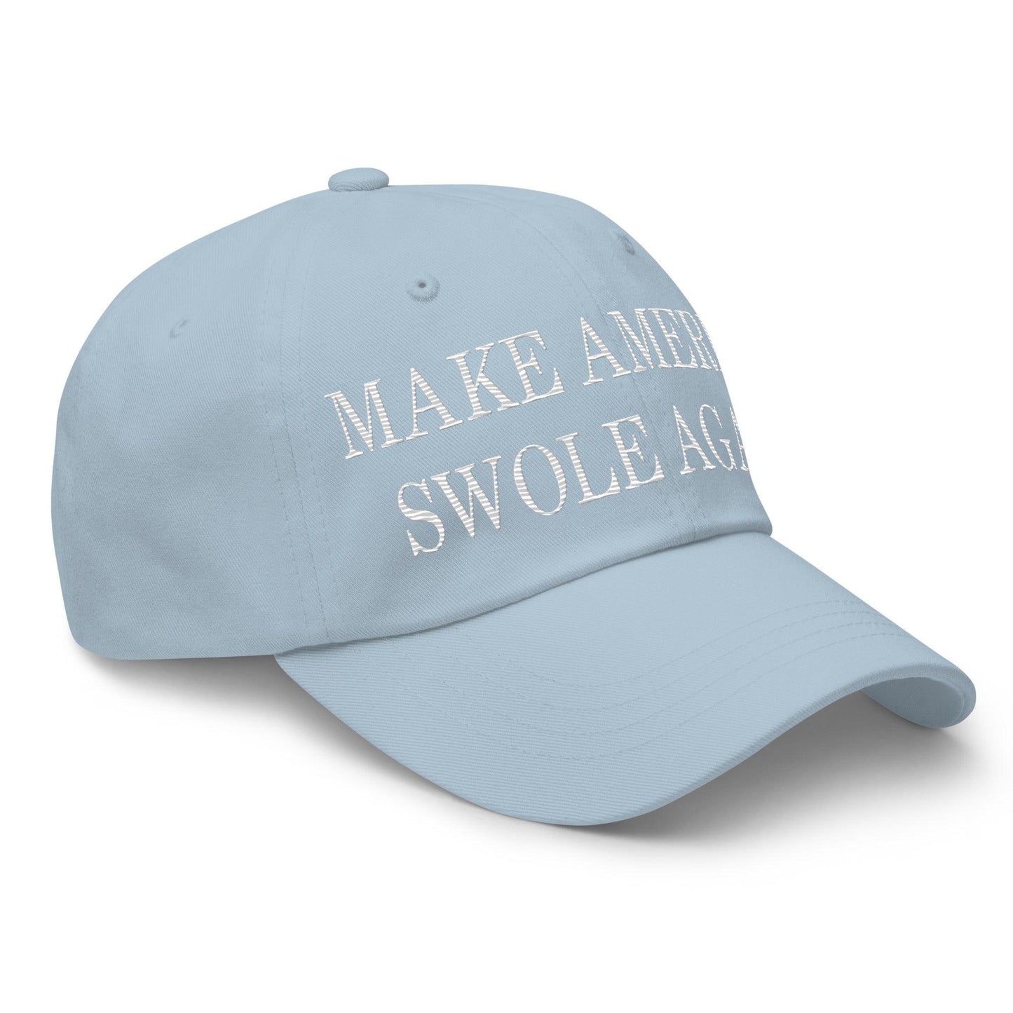 Make America Swole Again Embroidered Dad Hat Light Blue