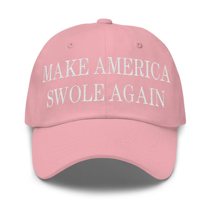 Make America Swole Again Embroidered Dad Hat Pink