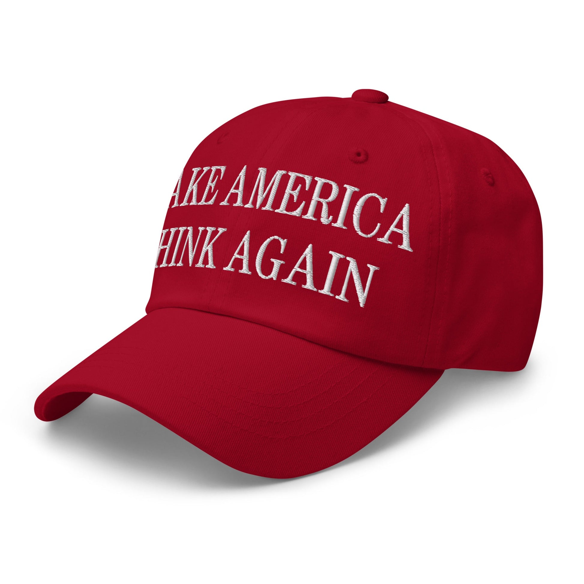 Make America Think Again Embroidered Dad Hat Cranberry