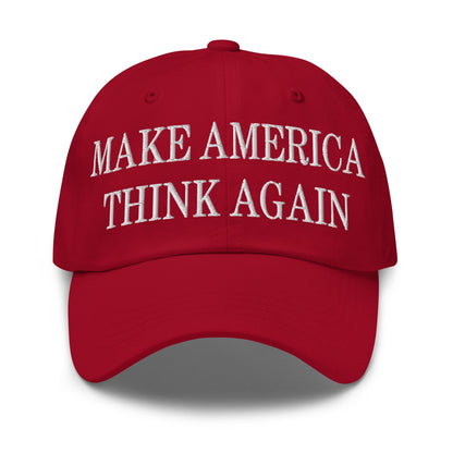 Make America Think Again Embroidered Dad Hat Cranberry