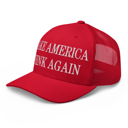 Make America Think Again Embroidered Mesh Trucker Hat Red