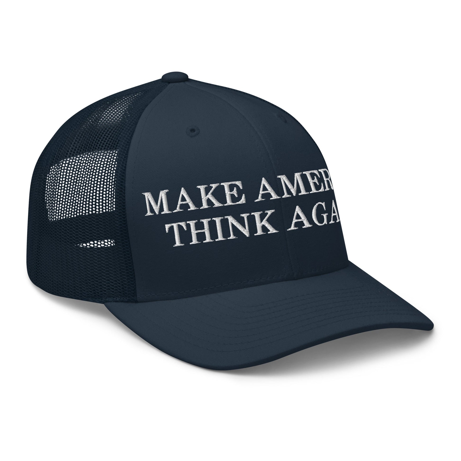 Make America Think Again Retro Trucker Hat Navy