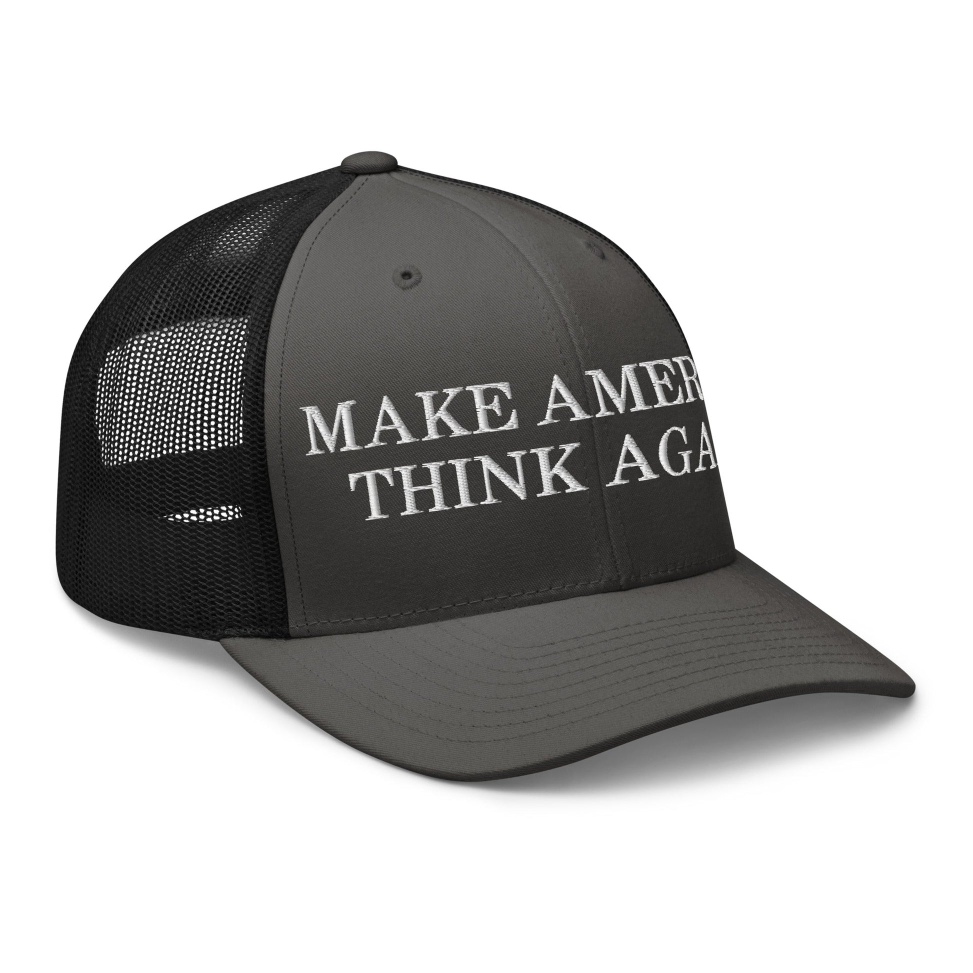 Make America Think Again Retro Trucker Hat Charcoal Black