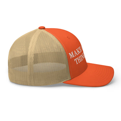 Make America Think Again Retro Trucker Hat Rustic Orange Khaki