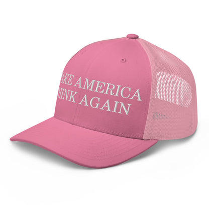 Make America Think Again Retro Trucker Hat Pink