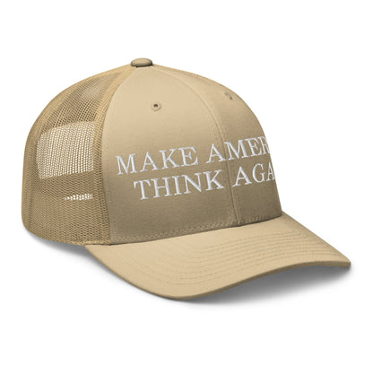 Make America Think Again Retro Trucker Hat Khaki