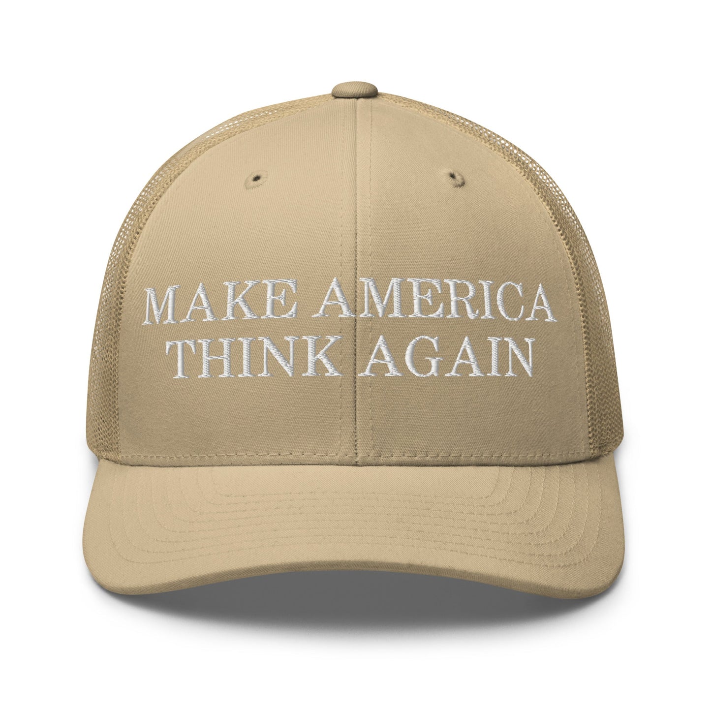 Make America Think Again Retro Trucker Hat Khaki