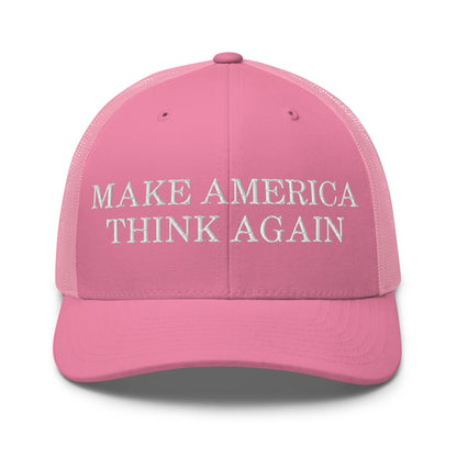 Make America Think Again Retro Trucker Hat Pink