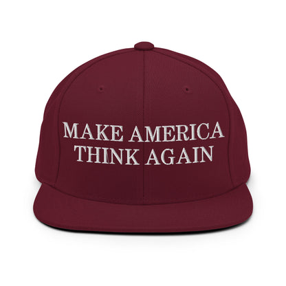 Make America Think Again Snapback Hat Maroon