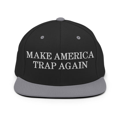 Make America Trap Again Snapback Hat Black Silver