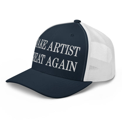 Make Artist Great Again Embroidered Mesh Trucker Hat Navy White