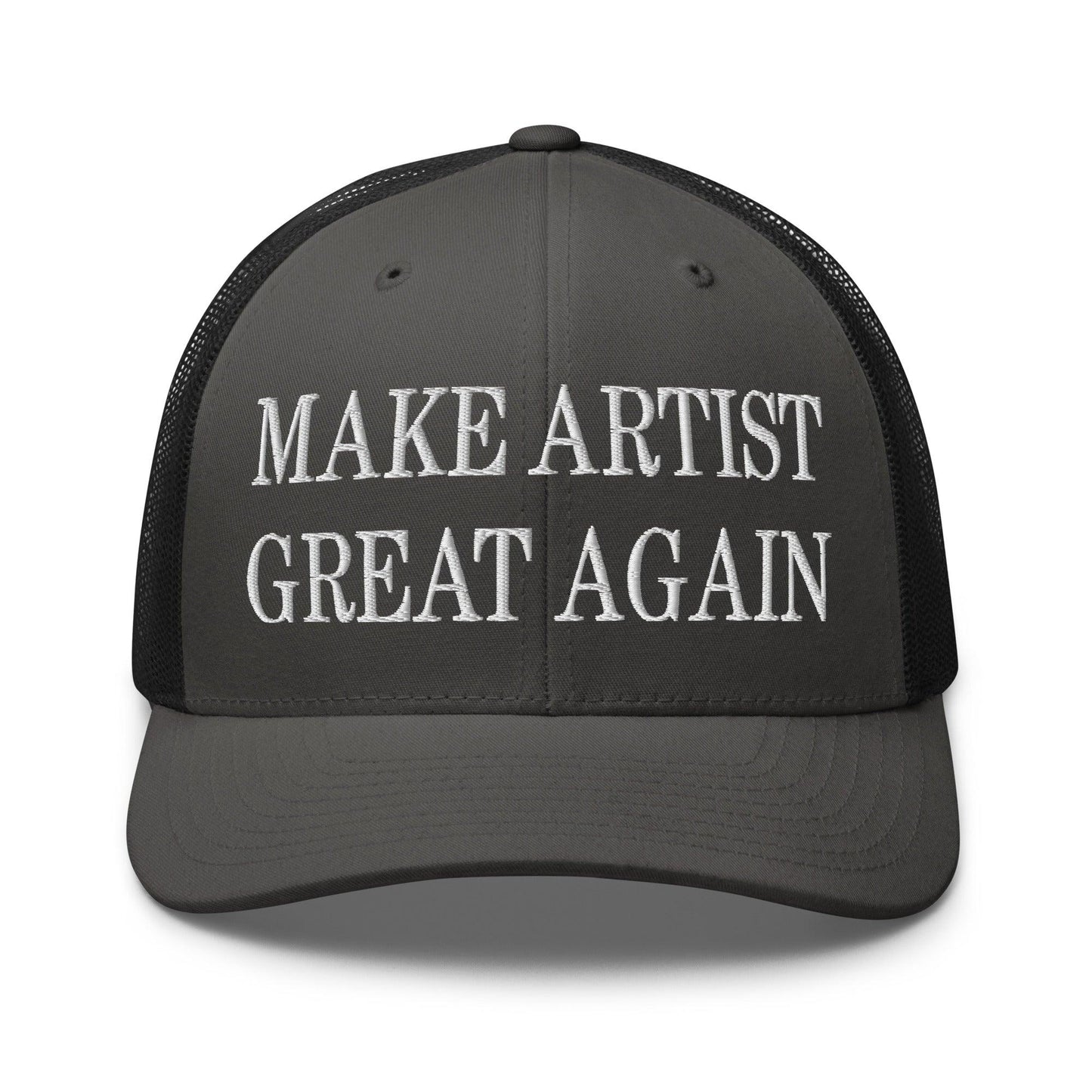 Make Artist Great Again Embroidered Mesh Trucker Hat Charcoal Black