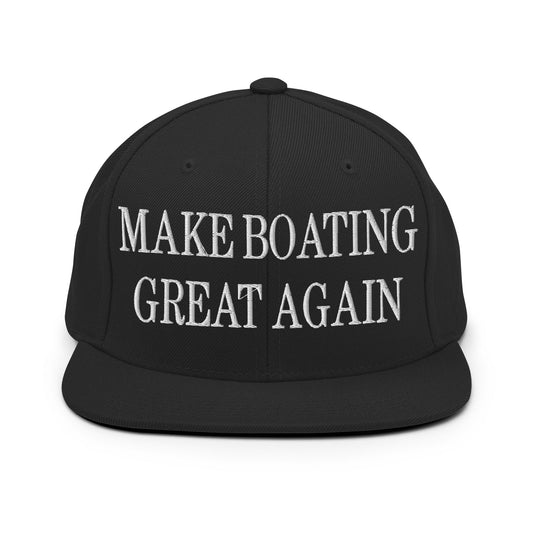 Make Boating Great Again Embroidered Flat Bill Brim Snapback Hat Black