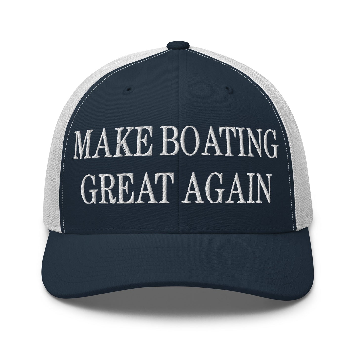 Make Boating Great Again Embroidered Mesh Trucker Hat Navy White