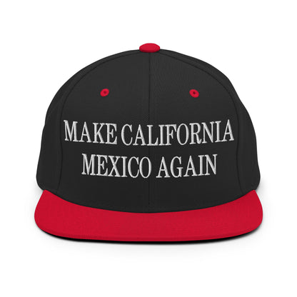 Make California Mexico Again Embroidered Flat Bill Brim Snapback Hat Black Red