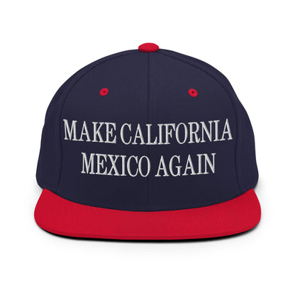 Make California Mexico Again Embroidered Flat Bill Brim Snapback Hat Navy Red