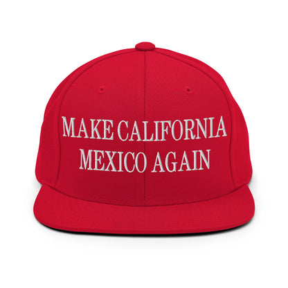 Make California Mexico Again Embroidered Flat Bill Brim Snapback Hat Red