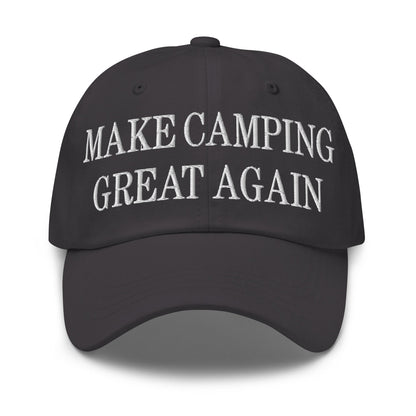 Make Camping Great Again Embroidered Dad Hat Dark Grey