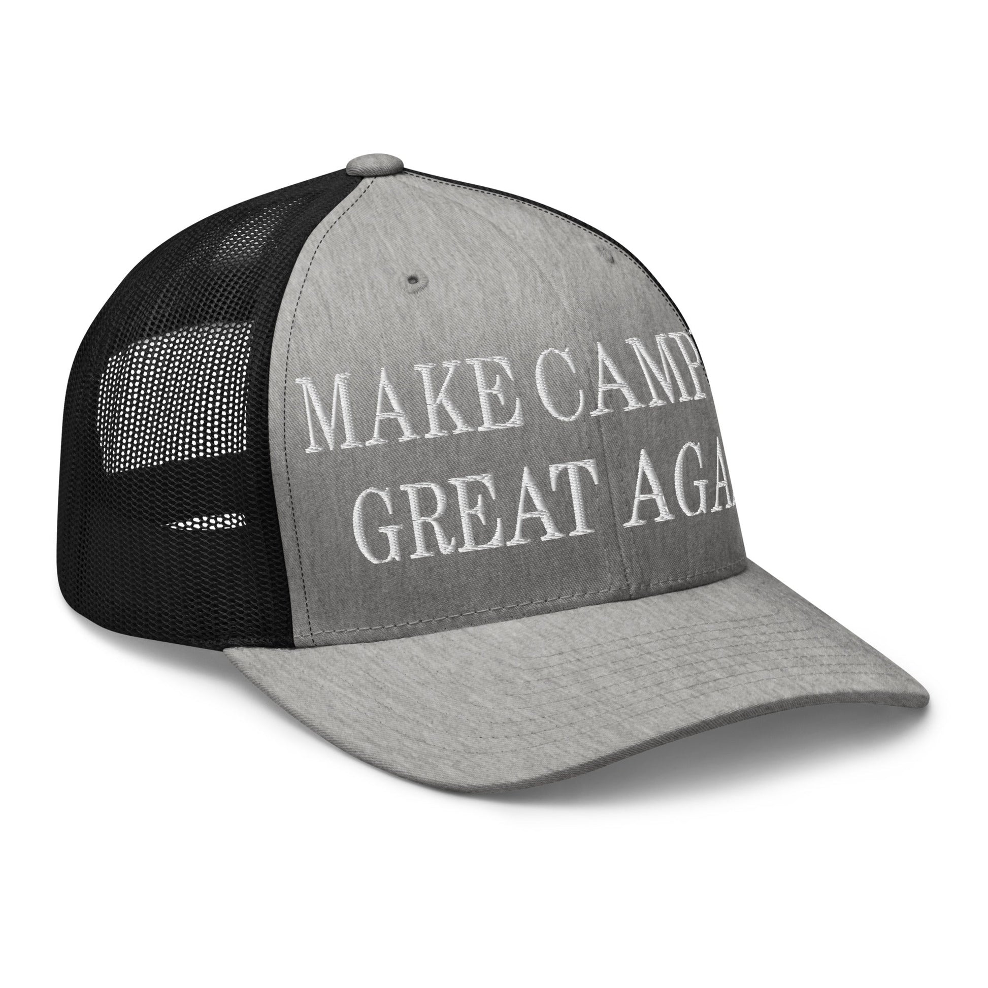 Make Camping Great Again Embroidered Mesh Trucker Hat Heather Black