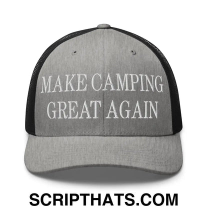 Make Camping Great Again Embroidered Mesh Trucker Hat Heather Black