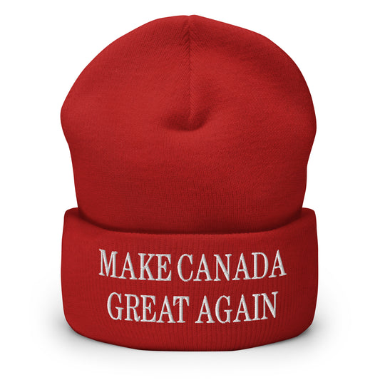 Make Canada Great Again Embroidered Cuffed Knit Beanie Red