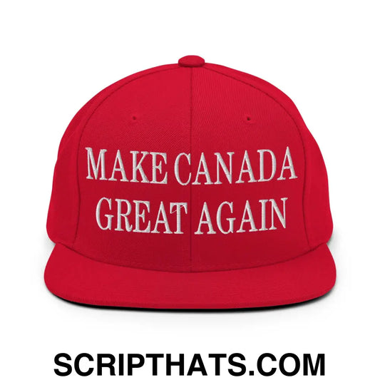 Make Canada Great Again Embroidered Flat Bill Brim Snapback Hat Red