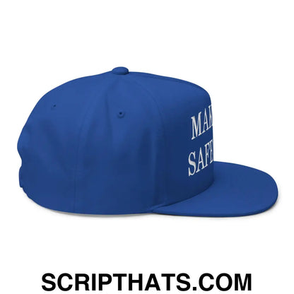 Make Cats Safe Again Embroidered 5 Panel Flat Bill Brim Snapback Hat Royal Blue