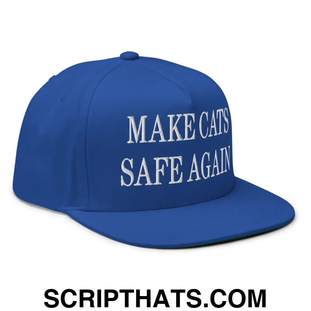 Make Cats Safe Again Embroidered 5 Panel Flat Bill Brim Snapback Hat Royal Blue