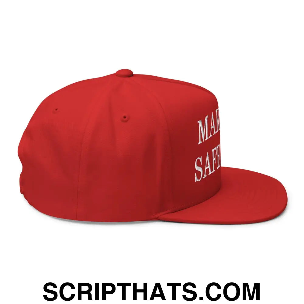 Make Cats Safe Again Embroidered 5 Panel Flat Bill Brim Snapback Hat Red