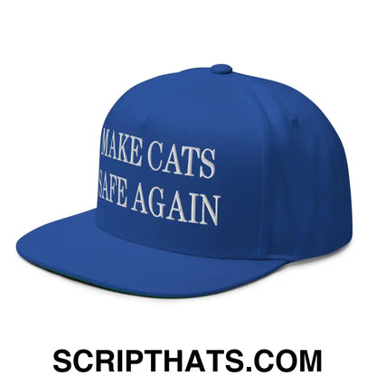 Make Cats Safe Again Embroidered 5 Panel Flat Bill Brim Snapback Hat Royal Blue