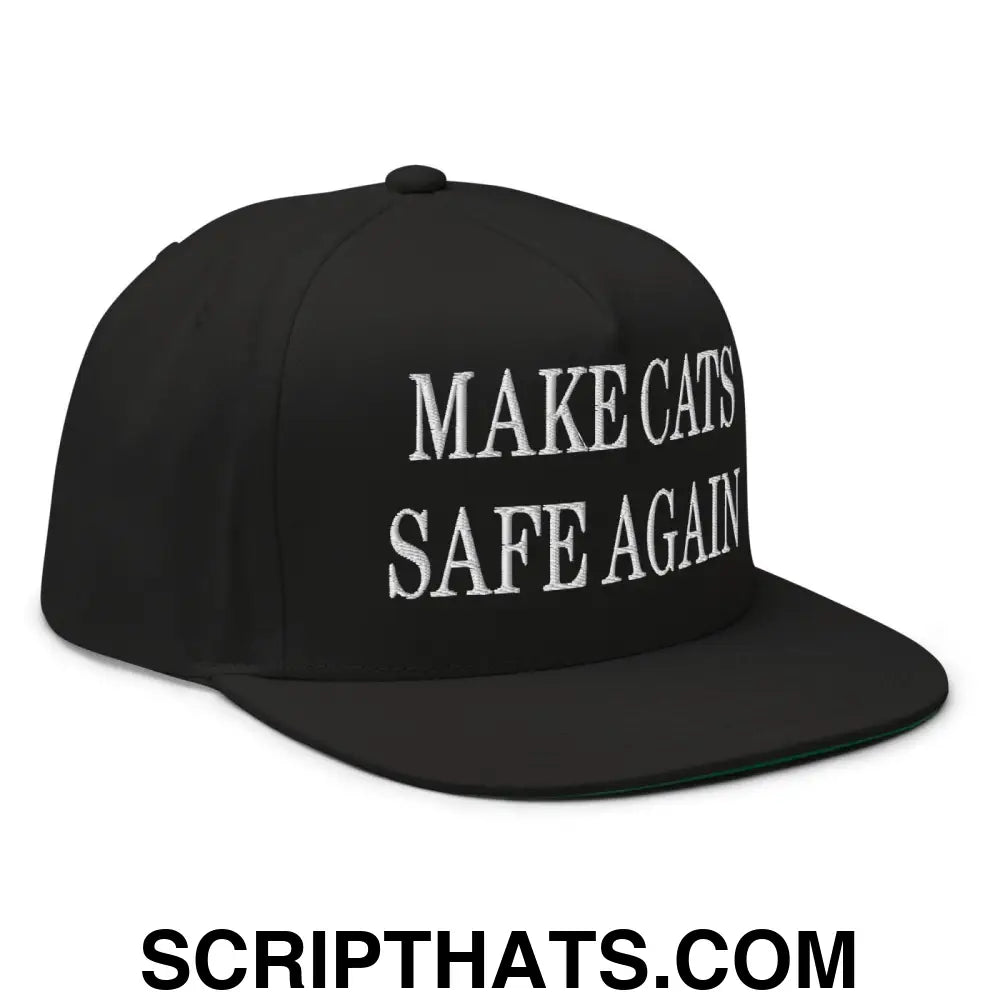 Make Cats Safe Again Embroidered 5 Panel Flat Bill Brim Snapback Hat Black