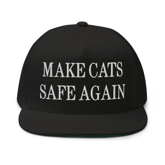 Make Cats Safe Again Embroidered 5 Panel Flat Bill Brim Snapback Hat Black