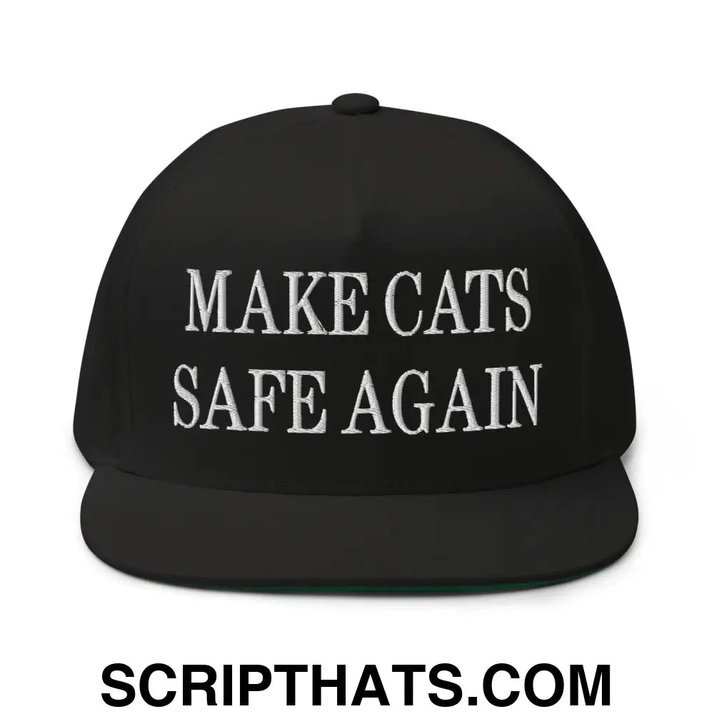 Make Cats Safe Again Embroidered 5 Panel Flat Bill Brim Snapback Hat Black