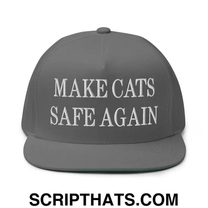 Make Cats Safe Again Embroidered 5 Panel Flat Bill Brim Snapback Hat Grey