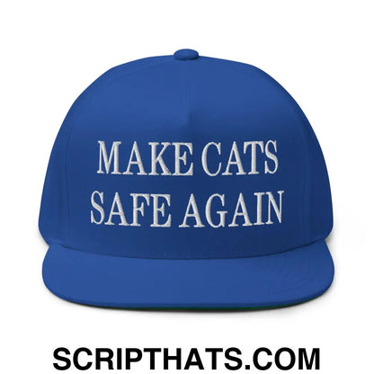 Make Cats Safe Again Embroidered 5 Panel Flat Bill Brim Snapback Hat Royal Blue