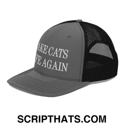 Make Cats Safe Again Embroidered Classic Mesh Trucker Hat Charcoal Black