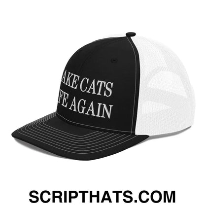 Make Cats Safe Again Embroidered Classic Mesh Trucker Hat Black White