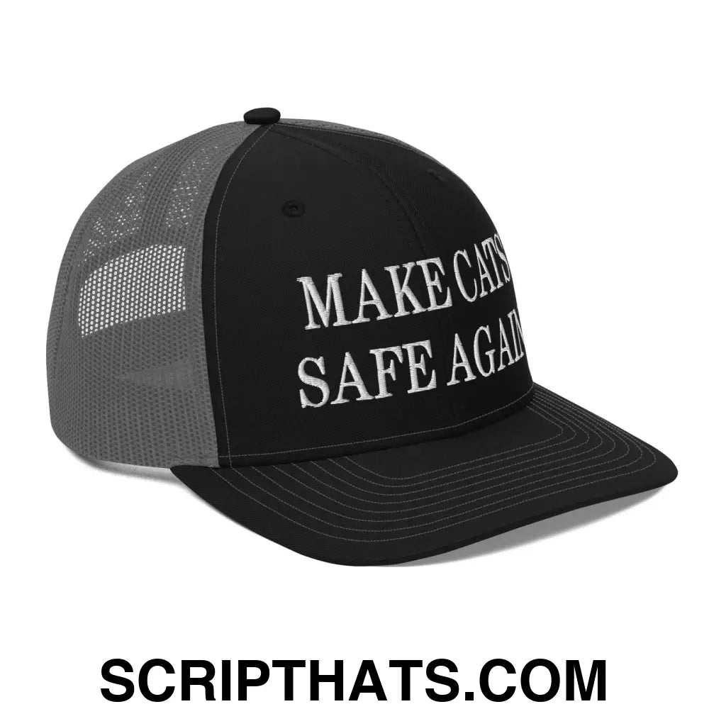 Make Cats Safe Again Embroidered Classic Mesh Trucker Hat Black Charcoal