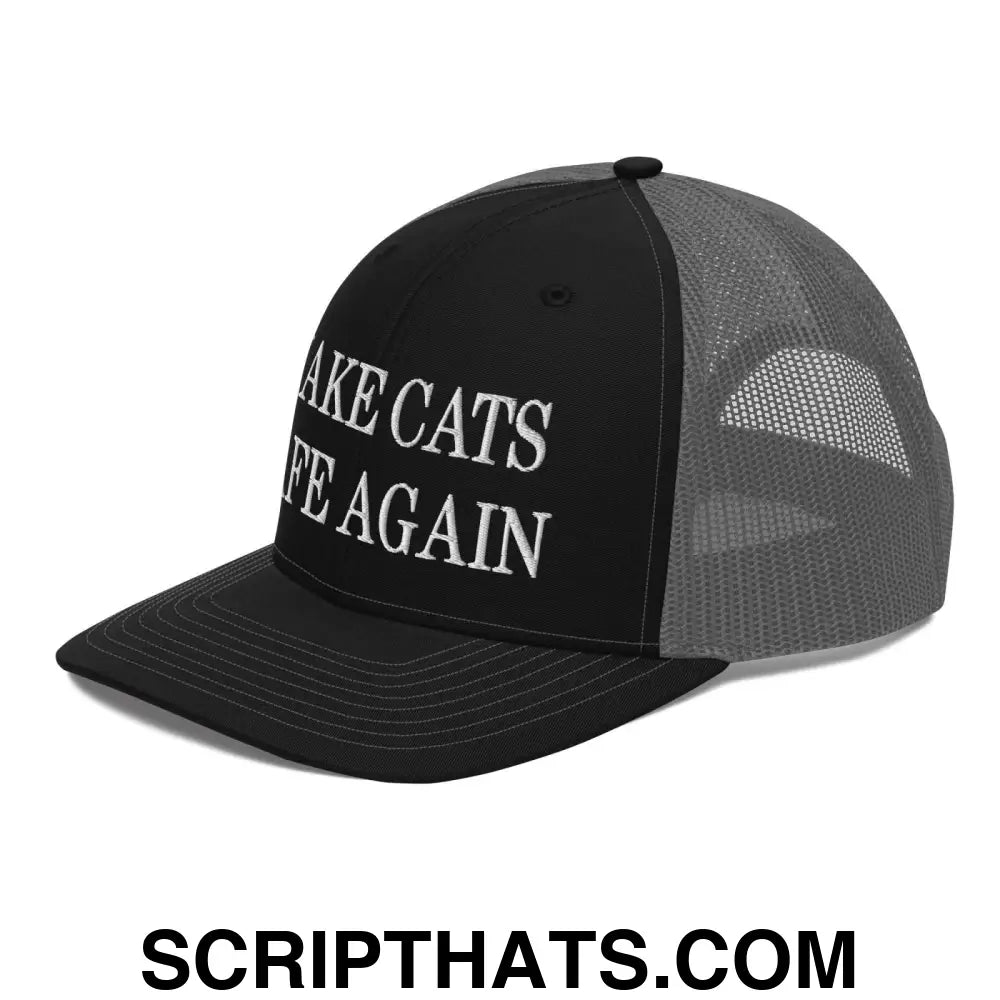 Make Cats Safe Again Embroidered Classic Mesh Trucker Hat Black Charcoal