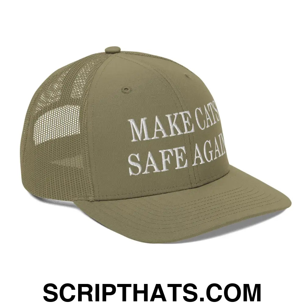 Make Cats Safe Again Embroidered Classic Mesh Trucker Hat Loden